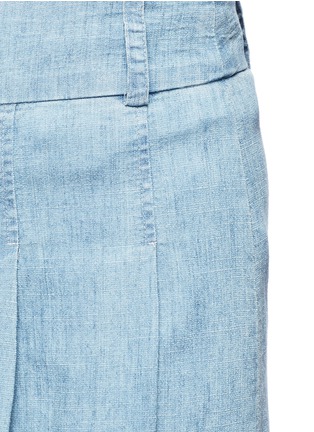 Detail View - Click To Enlarge - ALICE & OLIVIA - 'Scarlet' chambray pleat wide leg flare pants