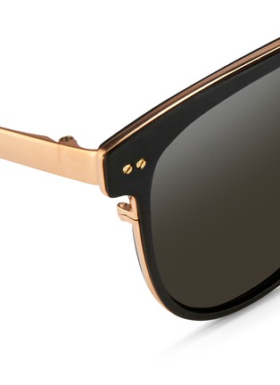Detail View - Click To Enlarge - LINDA FARROW - Inset acetate oversize aluminium sunglasses