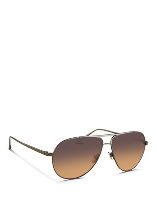 Figure View - Click To Enlarge - LINDA FARROW - Contrast titanium aviator sunglasses
