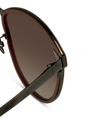 Detail View - Click To Enlarge - LINDA FARROW - Inset rim oversize aluminium sunglasses