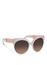 Figure View - Click To Enlarge - LINDA FARROW - 22k gold-plated titanium caged temple acetate sunglasses