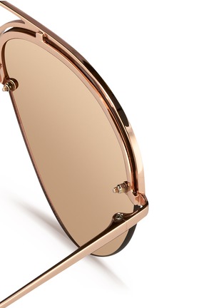 Detail View - Click To Enlarge - LINDA FARROW - Half rim titanium aviator mirror sunglasses