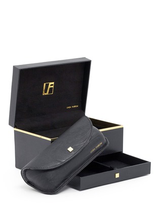 Detail View - Click To Enlarge - LINDA FARROW - Tortoiseshell acetate oversize cat eye sunglasses