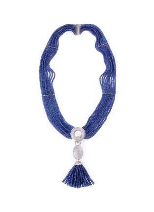 Main View - Click To Enlarge - LC COLLECTION JEWELLERY - Diamond sapphire 18k gold tassel necklace