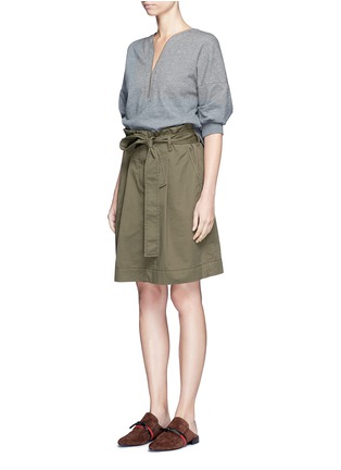 Front View - Click To Enlarge - 3.1 PHILLIP LIM - French terry twill combo belted utility dress