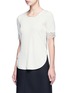 Front View - Click To Enlarge - 3.1 PHILLIP LIM - Raw lace cuff rib knit T-shirt