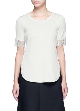 Main View - Click To Enlarge - 3.1 PHILLIP LIM - Raw lace cuff rib knit T-shirt