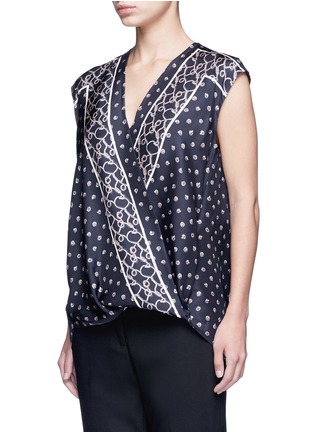 Front View - Click To Enlarge - 3.1 PHILLIP LIM - Scarf print surplice front sleeveless silk top