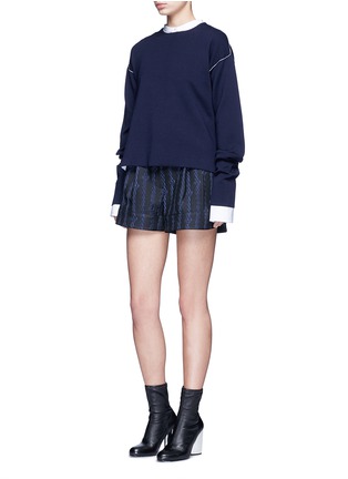 Figure View - Click To Enlarge - 3.1 PHILLIP LIM - Silk rope embroidery piqué shorts