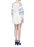 Back View - Click To Enlarge - 72723 - Floral ethnic embroidery cotton-silk dress