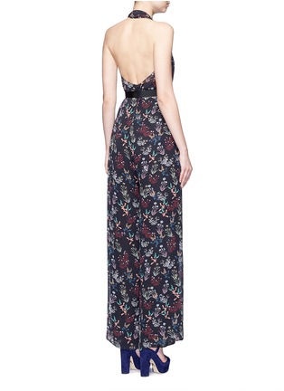 Back View - Click To Enlarge - 72723 - Garden floral print silk halter jumpsuit