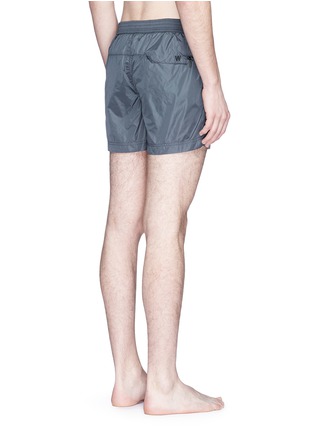Back View - Click To Enlarge - DANWARD - Solid flat front elastic back swim shorts