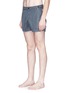 Figure View - Click To Enlarge - DANWARD - Solid flat front elastic back swim shorts