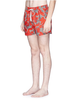 Figure View - Click To Enlarge - DANWARD - Floral camouflage print elastic swim shorts