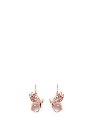 Main View - Click To Enlarge - ANABELA CHAN - 'Butterfly' topaz pavé rose quartz drop earrings