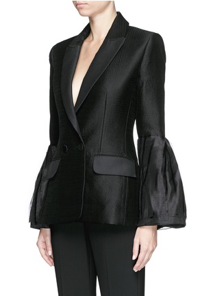 Front View - Click To Enlarge - ROKSANDA - 'Alden' pleat organza bell sleeve silk-wool jacket