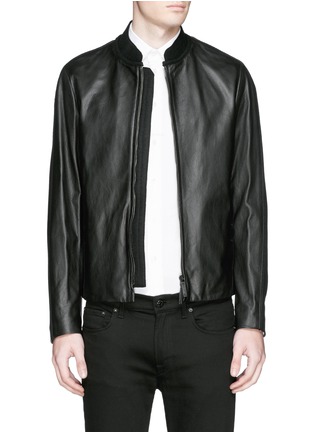 Main View - Click To Enlarge - ARMANI COLLEZIONI - Washed goat leather sports jacket