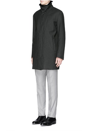 Front View - Click To Enlarge - ARMANI COLLEZIONI - Fur collar wool flannel coat