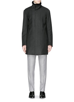 Main View - Click To Enlarge - ARMANI COLLEZIONI - Fur collar wool flannel coat