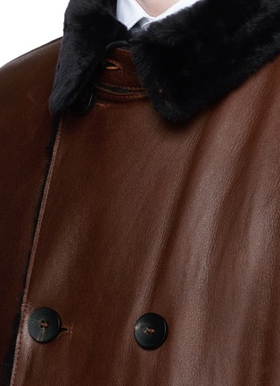 Detail View - Click To Enlarge - ARMANI COLLEZIONI - Double breasted shearling leather jacket