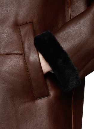 Detail View - Click To Enlarge - ARMANI COLLEZIONI - Double breasted shearling leather jacket