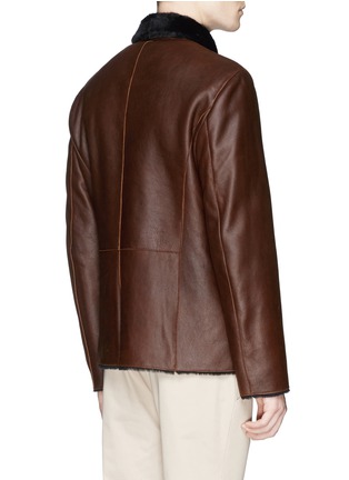 Back View - Click To Enlarge - ARMANI COLLEZIONI - Double breasted shearling leather jacket