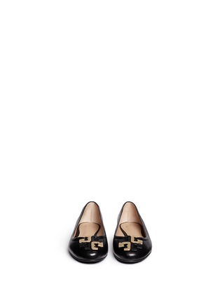 Figure View - Click To Enlarge - TORY BURCH - 'Lowell' metal colourblock logo leather ballerina flats