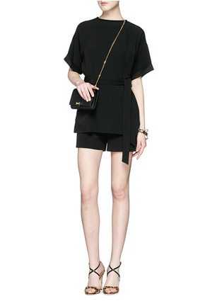 Detail View - Click To Enlarge - VICTORIA, VICTORIA BECKHAM - Satin cuff sash tie crepe romper