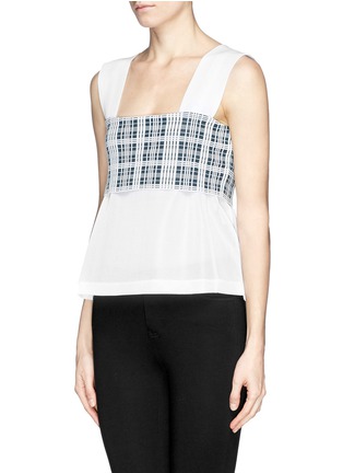 Front View - Click To Enlarge - TOGA ARCHIVES - Plaid overlay double face jersey tank top