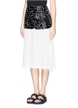 Front View - Click To Enlarge - TOGA ARCHIVES - Embossed lasercut peplum layer midi skirt