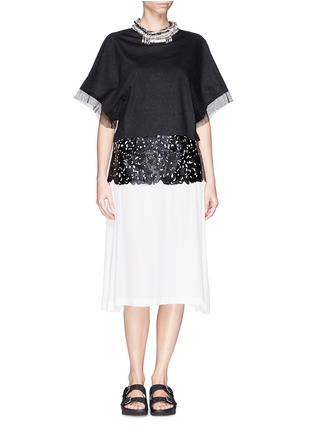 Figure View - Click To Enlarge - TOGA ARCHIVES - Embossed lasercut peplum layer midi skirt