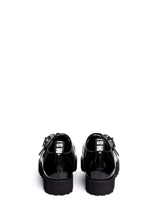 Back View - Click To Enlarge - MSGM - Gingham check wool leather creeper shoes
