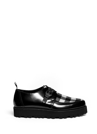 Main View - Click To Enlarge - MSGM - Gingham check wool leather creeper shoes