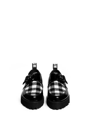 Figure View - Click To Enlarge - MSGM - Gingham check wool leather creeper shoes