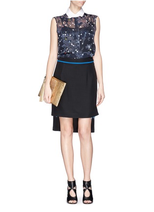 Detail View - Click To Enlarge - PREEN BY THORNTON BREGAZZI - Lace insert high-low skirt