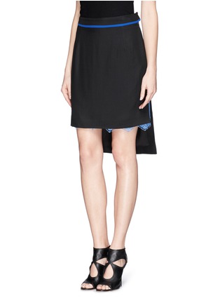 Front View - Click To Enlarge - PREEN BY THORNTON BREGAZZI - Lace insert high-low skirt