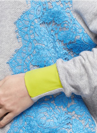 Detail View - Click To Enlarge - PREEN BY THORNTON BREGAZZI - Lace appliqué cotton French terry sweatshirt