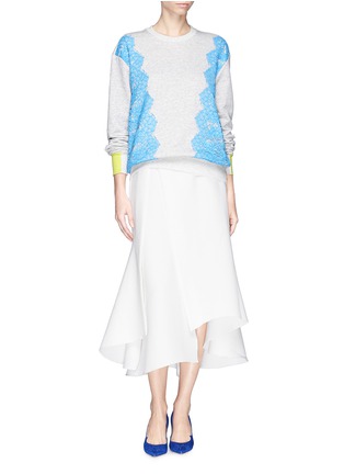Figure View - Click To Enlarge - PREEN BY THORNTON BREGAZZI - Lace appliqué cotton French terry sweatshirt