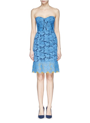Main View - Click To Enlarge - PREEN BY THORNTON BREGAZZI - Contrast hem floral lace bustier dress