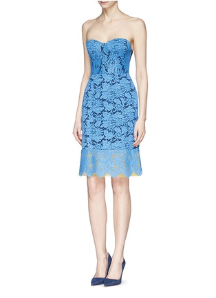 Figure View - Click To Enlarge - PREEN BY THORNTON BREGAZZI - Contrast hem floral lace bustier dress