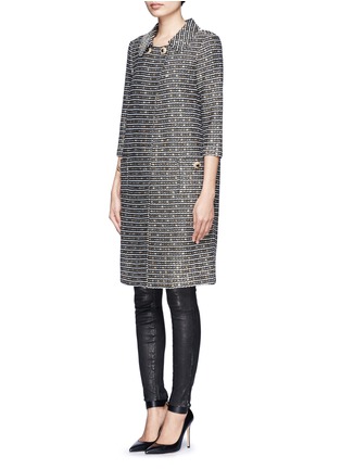 Front View - Click To Enlarge - ST. JOHN - Contrast thread knitted wool-blend coat