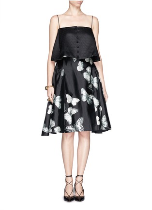 Figure View - Click To Enlarge - CHICTOPIA - Butterfly print satin flare skirt