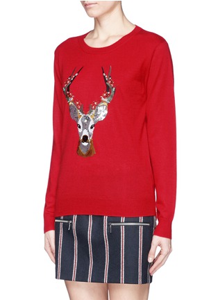 Front View - Click To Enlarge - KATE BARNETT - X Lane Crawford Reindeer sequin embroidery cashmere sweater
