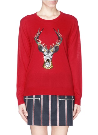 Main View - Click To Enlarge - KATE BARNETT - X Lane Crawford Reindeer sequin embroidery cashmere sweater