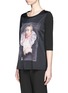 Front View - Click To Enlarge - MO&CO. EDITION 10 - Printed panelled front 3/4 sleeve T-shirt
