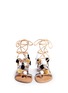 Front View - Click To Enlarge - MABU BY MARIA BK - 'Freya' fringed embroidered pompom lace-up leather sandals