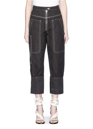 Main View - Click To Enlarge - ISABEL MARANT - 'Duke' contrast stitch high waist canvas pants