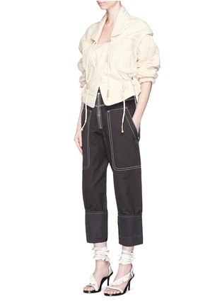 Figure View - Click To Enlarge - ISABEL MARANT - 'Duke' contrast stitch high waist canvas pants