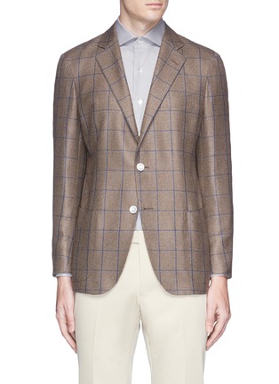 Main View - Click To Enlarge - TOMORROWLAND - Check silk-cashmere soft blazer