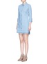 Front View - Click To Enlarge - J BRAND - 'Bacall' frayed hem chambray shirt dress